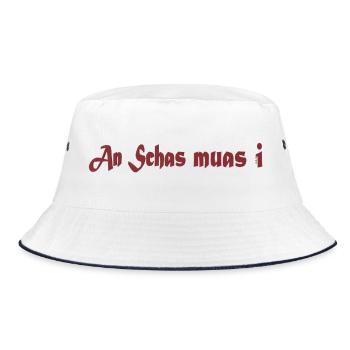 An_Schas_muas_i - Bucket Hat - Weiß/Navy - Vorne
