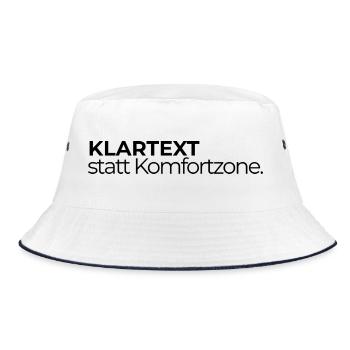 Klartext statt Komfortzone - Bucket Hat - Weiß/Navy - Vorne