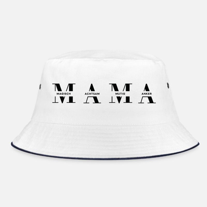 Horizontales MAMA Design in Schwar für dunkle Mode Bucket Hat