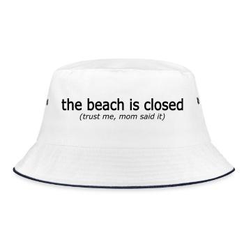 The Beach Is Closed Meme Shirt - Funny Gen Z Humor - Bucket Hat - Weiß/Navy - Vorne