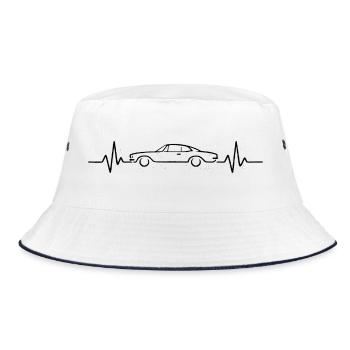 Authentischer Vintage-Schreibstil - Bucket Hat - Weiß/Navy - Vorne
