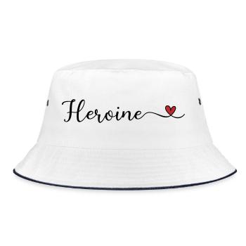 Heldin mit Herz-Typografie - Bucket Hat - Weiß/Navy - Vorne