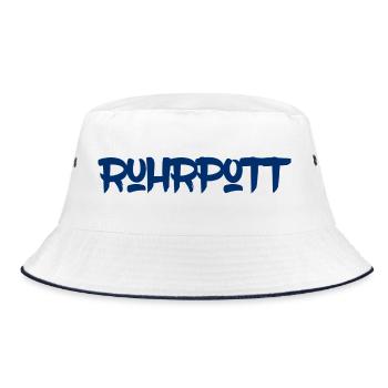 Ruhrpott - Pott - Ruhr - Zeche - Zollverein - NRW - Bucket Hat - Weiß/Navy - Vorne