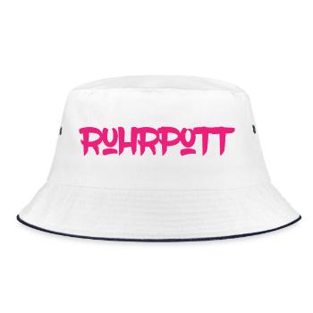 Ruhrpott - Pott - Ruhr - Zeche - Zollverein - NRW - Bucket Hat - Weiß/Navy - Vorne