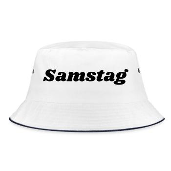Samstag Schriftzug - Bucket Hat - Weiß/Navy - Vorne