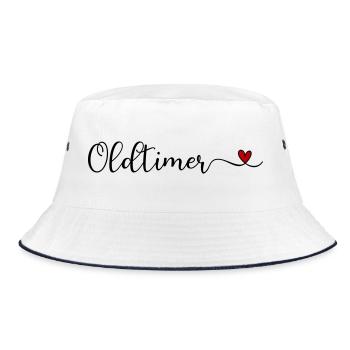 Oldtimer Herz - Bucket Hat - Weiß/Navy - Vorne
