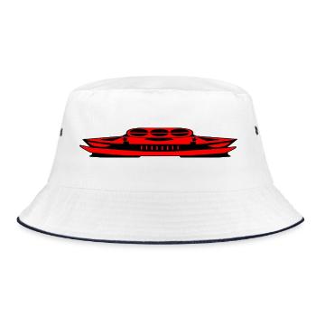 Red Blower Hot Rod - Bucket Hat - Weiß/Navy - Vorne