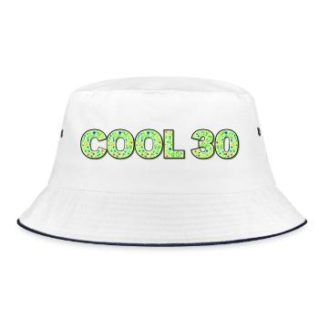 Cool 30 Blumenmuster - Bucket Hat - Weiß/Navy - Vorne