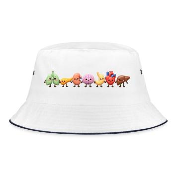Süße Organen-Clique - Bucket Hat - Weiß/Navy - Vorne