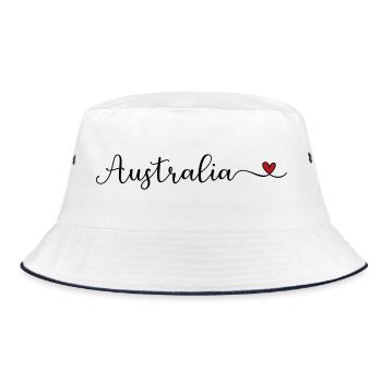 Australia Australien Schriftzug mit Herz - Bucket Hat - Weiß/Navy - Vorne