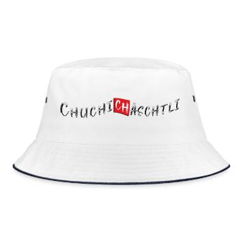 Chuchichäschtli | Schweizer Wort im Dialekt - Bucket Hat - Weiß/Navy - Vorne