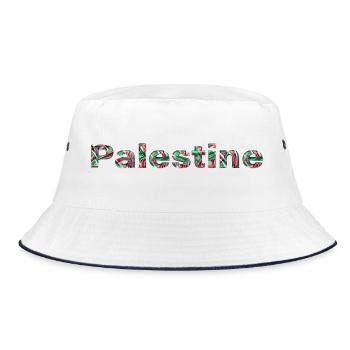 Palestine Colourful - Bucket Hat - Weiß/Navy - Vorne