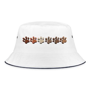 Hundeabdrücke in Herbstfarben - Bucket Hat - Weiß/Navy - Vorne