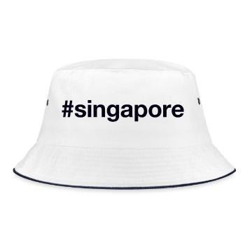 SINGAPORE Hashtag Singapur - Bucket Hat - Weiß/Navy - Vorne