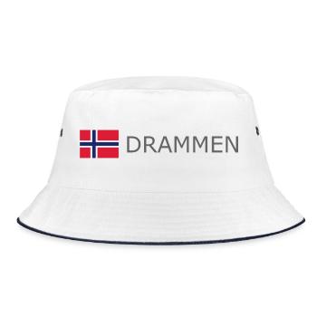 Norway Flag - Drammen - Norge - Norwegen - Bucket Hat - Weiß/Navy - Vorne
