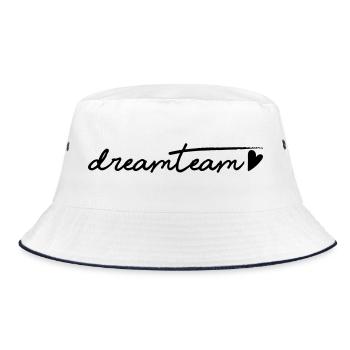 Dreamteam schwarzem Herz - Bucket Hat - Weiß/Navy - Vorne