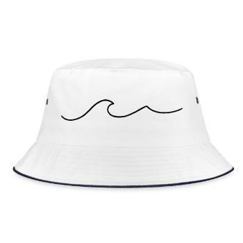 Welle Wave Ozean Meer Reiselust Wasser Surf Tattoo - Bucket Hat - Weiß/Navy - Vorne