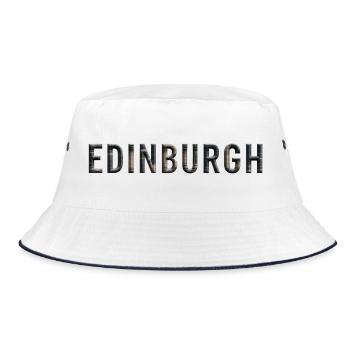 EDINBURGH – Architectural Stone Typography - Bucket Hat - Weiß/Navy - Vorne