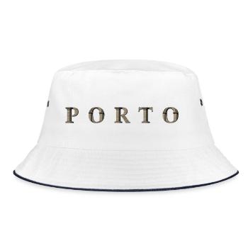 PORTO – Architectural Stone Typography - Bucket Hat - Weiß/Navy - Vorne