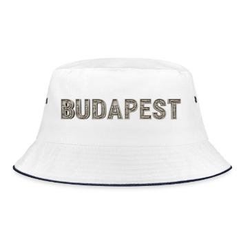 Budapest Architektur Typografie - Bucket Hat - Weiß/Navy - Vorne
