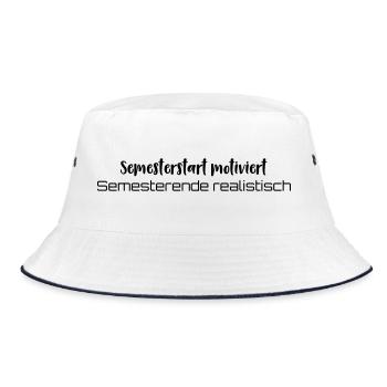 Coffee → learning → existential crisis - Bucket Hat - white/navy - Front