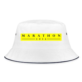 Marathon 2026 - Bucket Hat - Weiß/Navy - Vorne