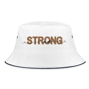 Leopard STRONG font print - Bucket Hat - white/navy - Front