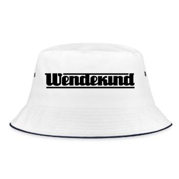 Wendekind Schriftzug (Farbe anpassbar) - Bucket Hat - Weiß/Navy - Vorne
