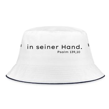Gottes Hand Psalm139:10 - Bucket Hat - Weiß/Navy - Vorne