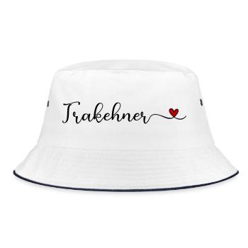 Trakehner Schriftzug mit Herz - Bucket Hat - Weiß/Navy - Vorne
