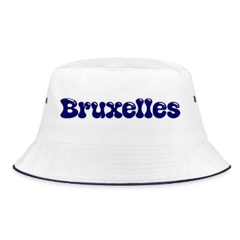 Brussels Retro Groovy Navy Blue - Bucket Hat - Weiß/Navy - Vorne