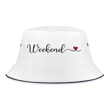 Wochenende mit Herz - Bucket Hat - Weiß/Navy - Vorne