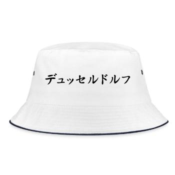 Japaner in Düsseldorf Japanisch Japanese - Bucket Hat - Weiß/Navy - Vorne