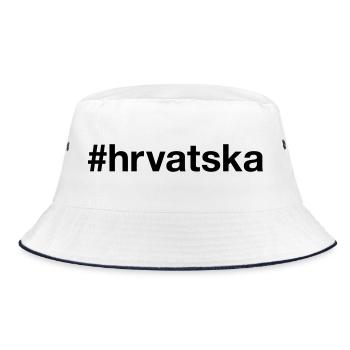 HRVATSKA Croatian Croatia Hashtag - Bucket Hat - white/navy - Front