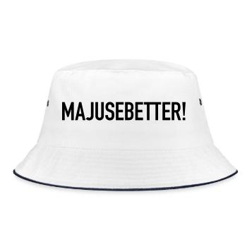 Majusebetter Maju Trier Spruch Mosel Dialekt - Bucket Hat - Weiß/Navy - Vorne