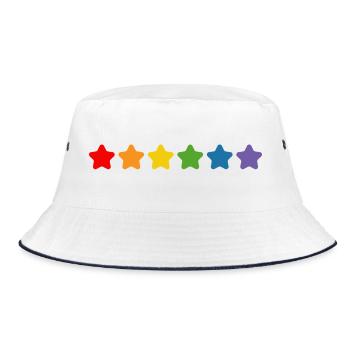 Regenbogen Sternchen LGBT lgbtqi queer - Bucket Hat - Weiß/Navy - Vorne