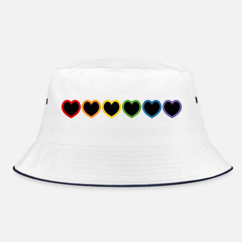 Rainbow LGBT Hearts black Bucket Hat