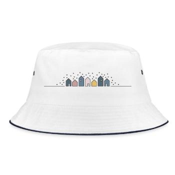 Stadt im Winter in Pastellfarben - Bucket Hat - Weiß/Navy - Vorne
