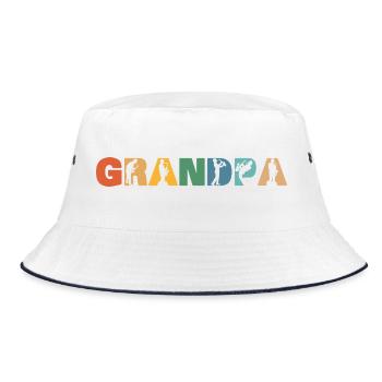 Retro-Saxophon Opa im Ruhestand Plan Ruhestand - Bucket Hat - Weiß/Navy - Vorne