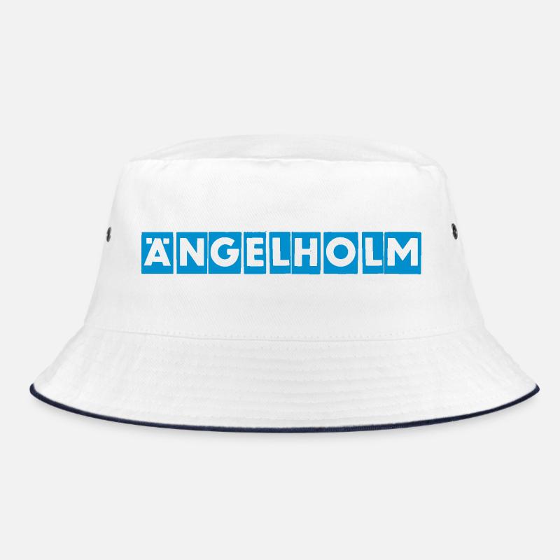Angelholm Blue Block Text Tee Bucket Hat
