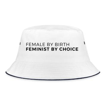 female by birth – feminist by choice - Bucket Hat - Weiß/Navy - Vorne