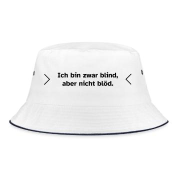 Blind, aber nicht blöd. - Bucket Hat - Weiß/Navy - Vorne
