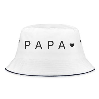 Papa mit Herz – Minimalistisches Textdesign - Bucket Hat - Weiß/Navy - Vorne