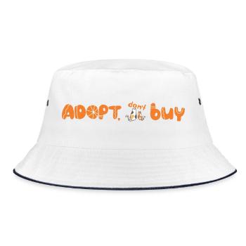 „Adoptiere, kaufe nicht“ – eine Botschaft für Katz - Bucket Hat - Weiß/Navy - Vorne