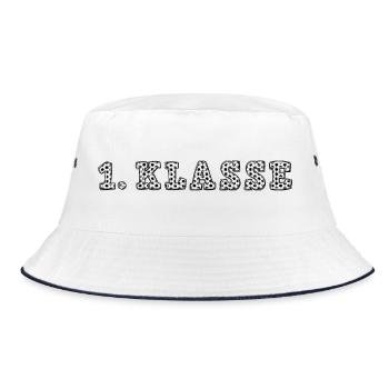 1. Klasse Einschulung Erstklässler Fußball - Bucket Hat - Weiß/Navy - Vorne