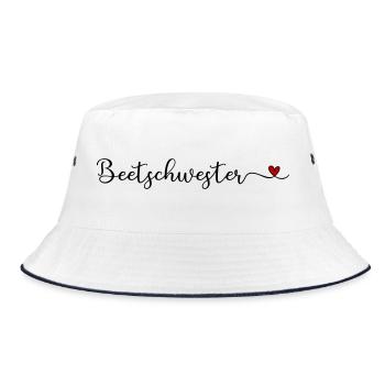 Beetschwester - lustiges Garten Design für Gärtner - Bucket Hat - Weiß/Navy - Vorne