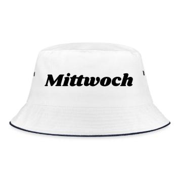 Mittwoch Schriftzug - Bucket Hat - Weiß/Navy - Vorne