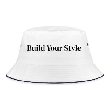 Geometrische Beschriftung Kreieren Sie Ihren Stil - Bucket Hat - Weiß/Navy - Vorne