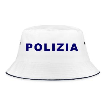Police On – Funny t-shirt with text motif - Bucket Hat - white/navy - Front
