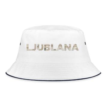 LJUBLJANA – Architectural Stone Typography - Bucket Hat - Weiß/Navy - Vorne